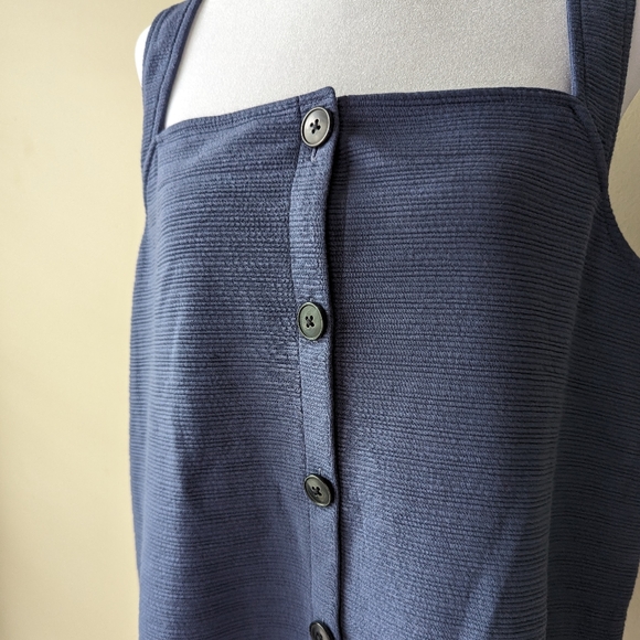 J Crew Blue Button Front Textured Sleeveless Top XL - Picture 4 of 7